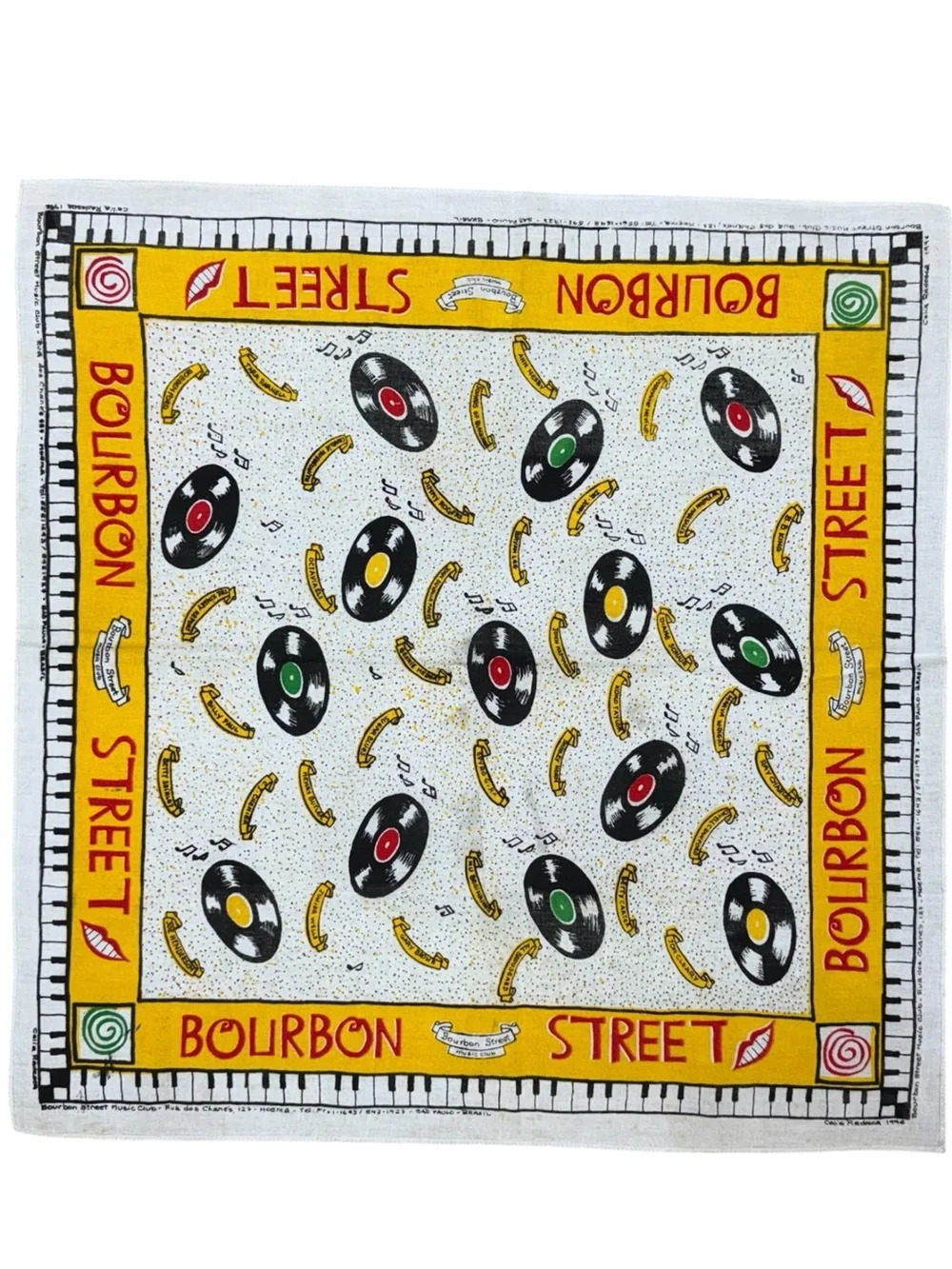 Vintage Bourbon Street New Orleans Printed Tea Towel Kitchen Towel Souvenir
